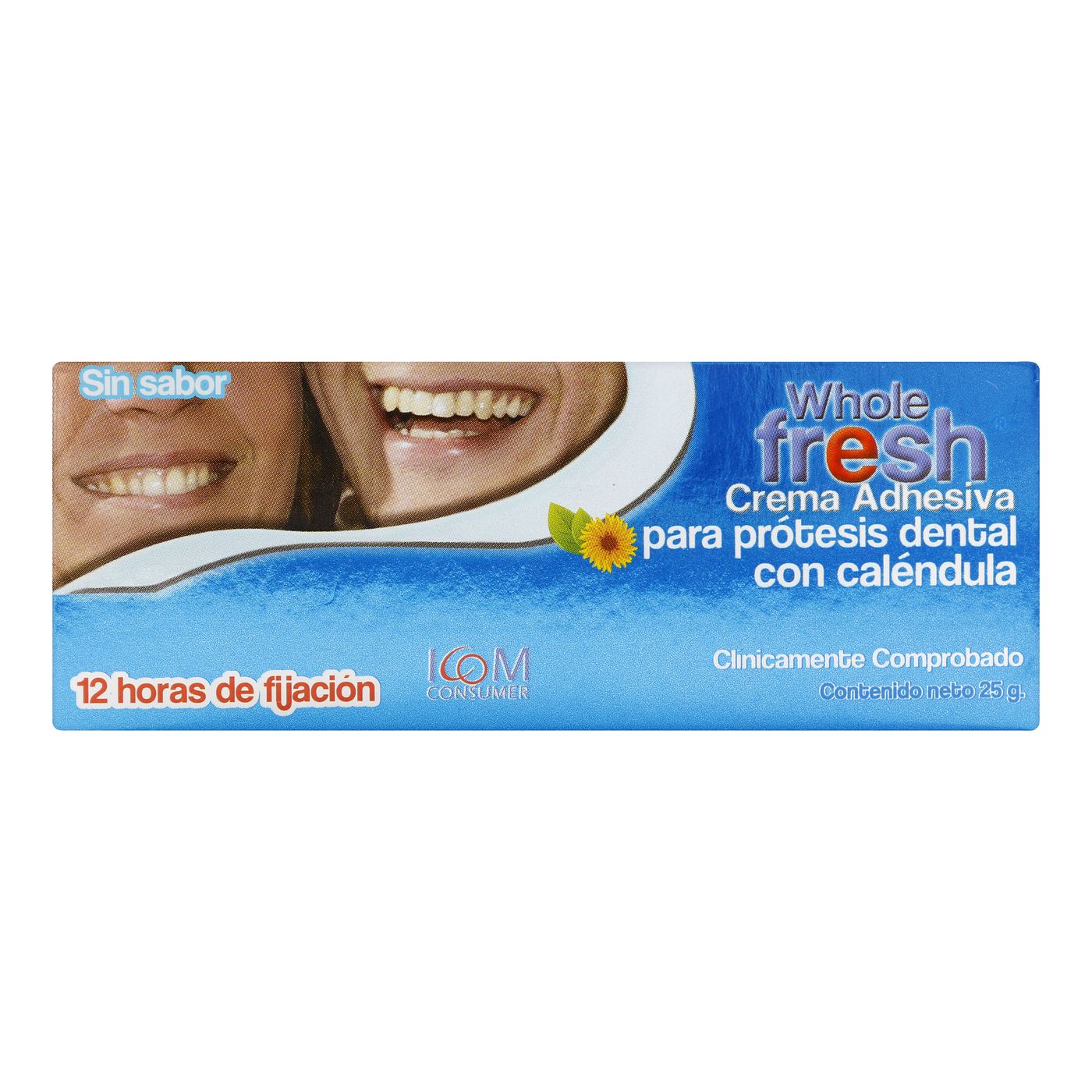 Crema Adhesiva Icom Whole Fresh para Prótesis Dental Sin Sabor Caja x 25 g