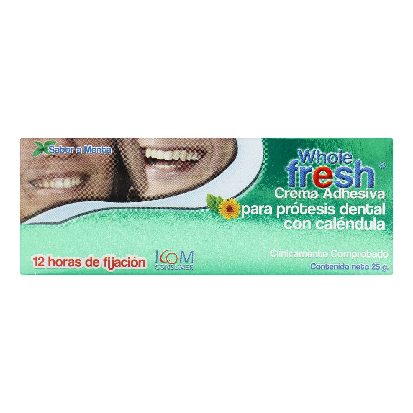 Crema Adhesiva Icom Whole Fresh para Prótesis Dental Menta Caja x 25 g