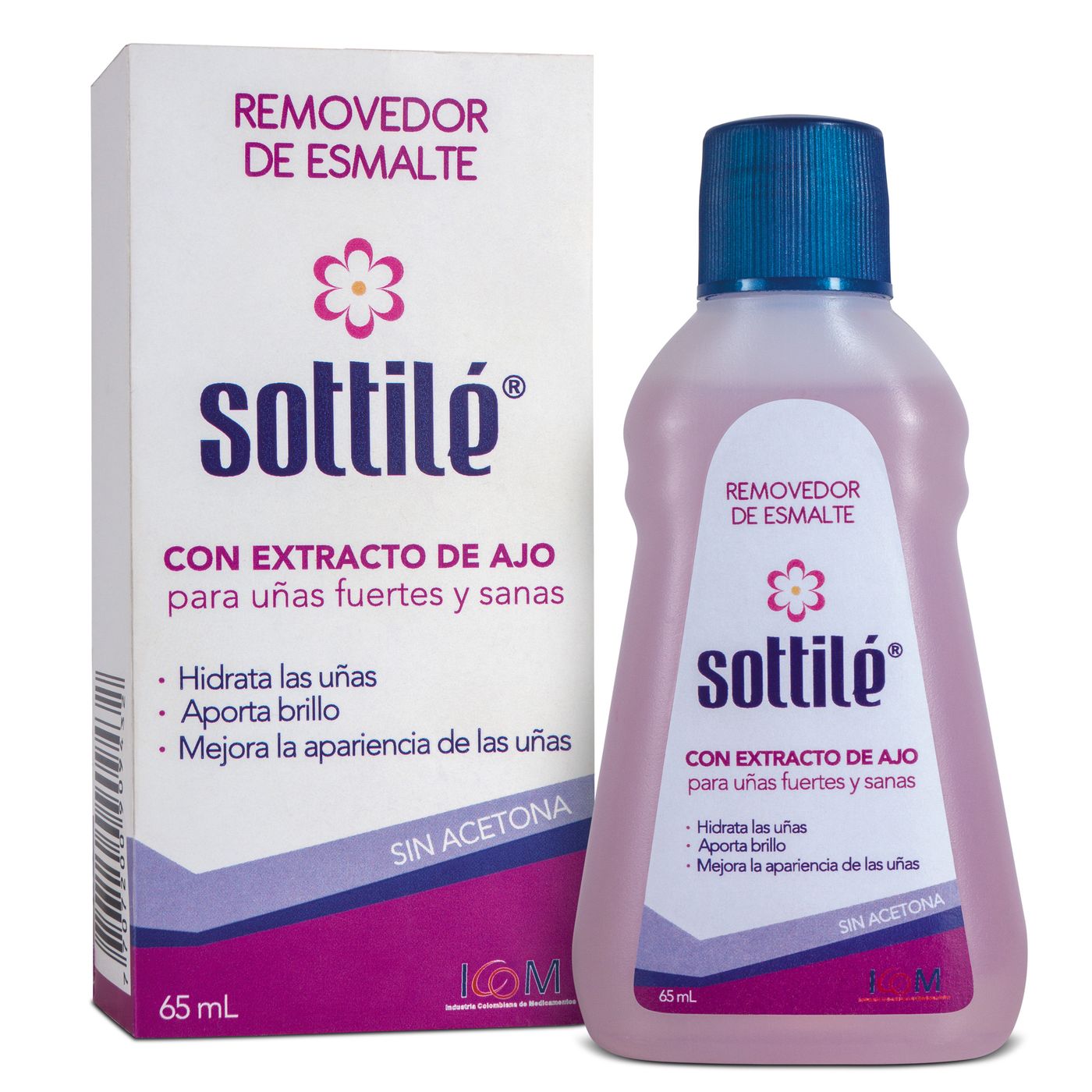 Removedor de Esmalte Icom Sottilé con Extracto de Ajo Frasco x 65 mL