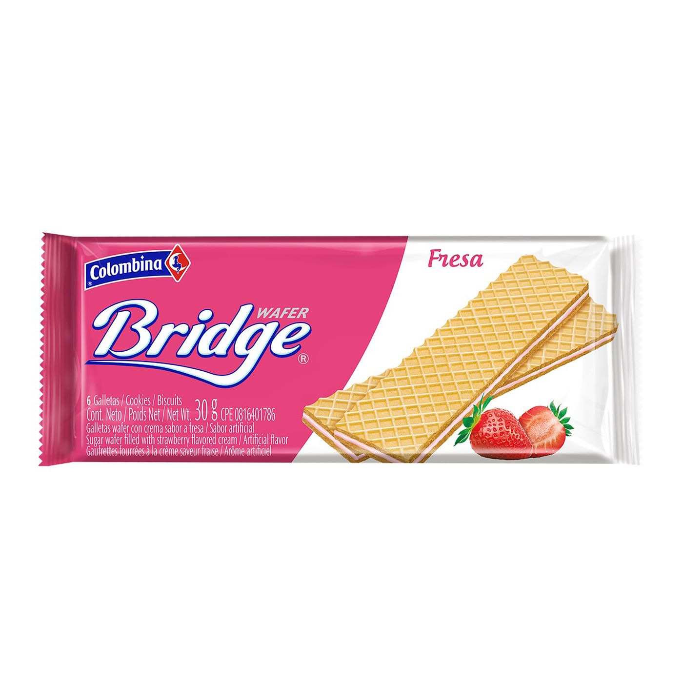 Galletas Wafer Bridge Fresa Paquete X 300 G X 10 Uds.