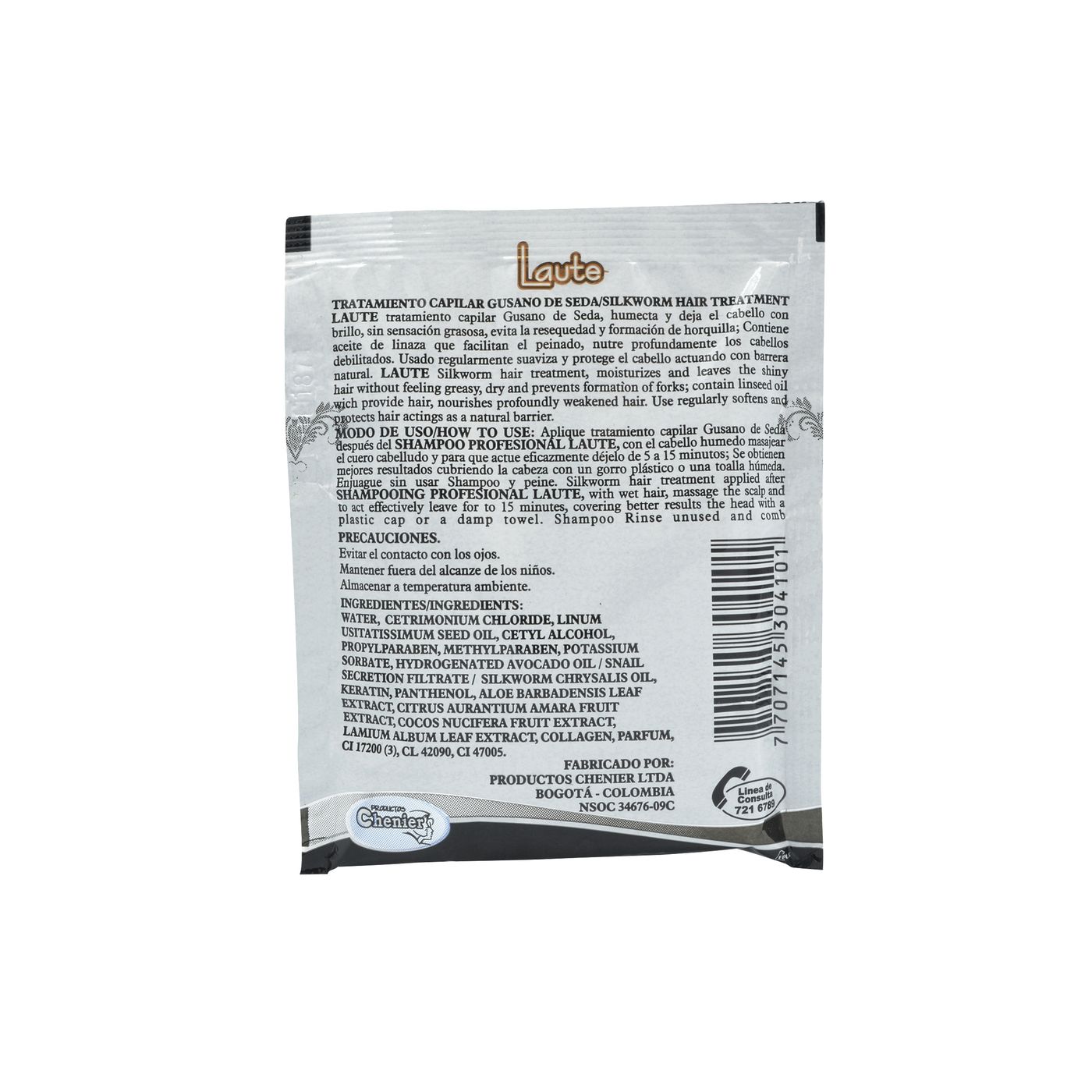 Tratamiento Capilar Chenier Gusano de Seda Sobre x 35 mL Caja x 20 Uds