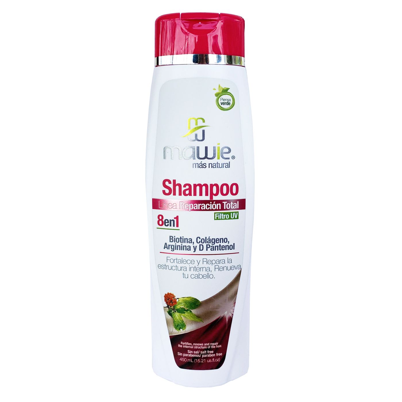 Shampoo Mawie Reparación Total 8 en 1 Frasco x 450 mL.