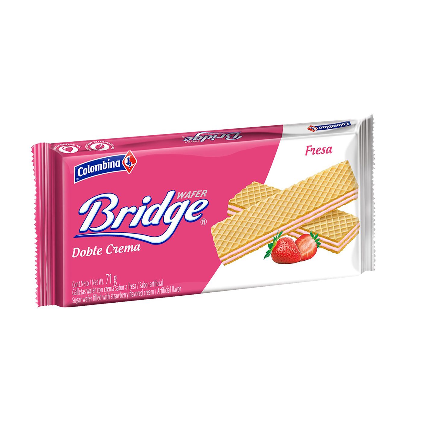 Galletas Wafer Bridge Doble Crema Fresa Paquete x 71 g