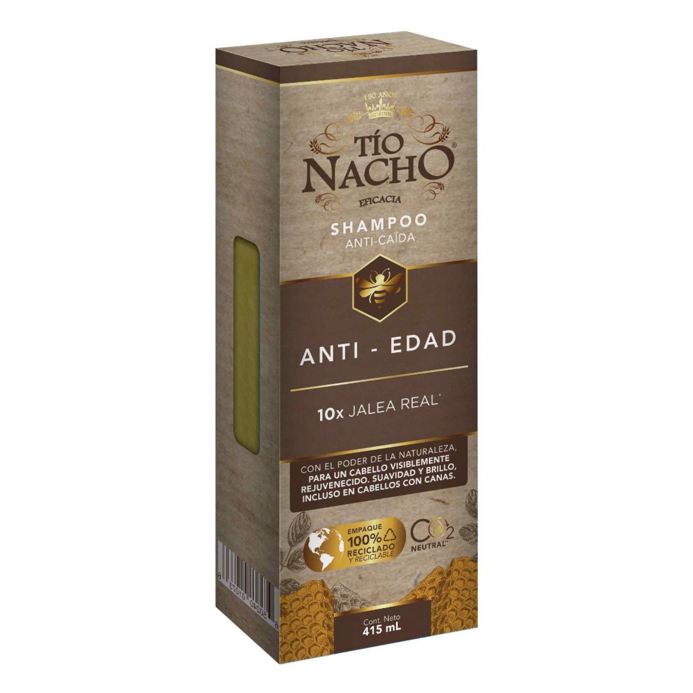 Shampoo Tío Nacho Jalea Real y Extractos Naturales Anti Edad Frasco x 415 mL.