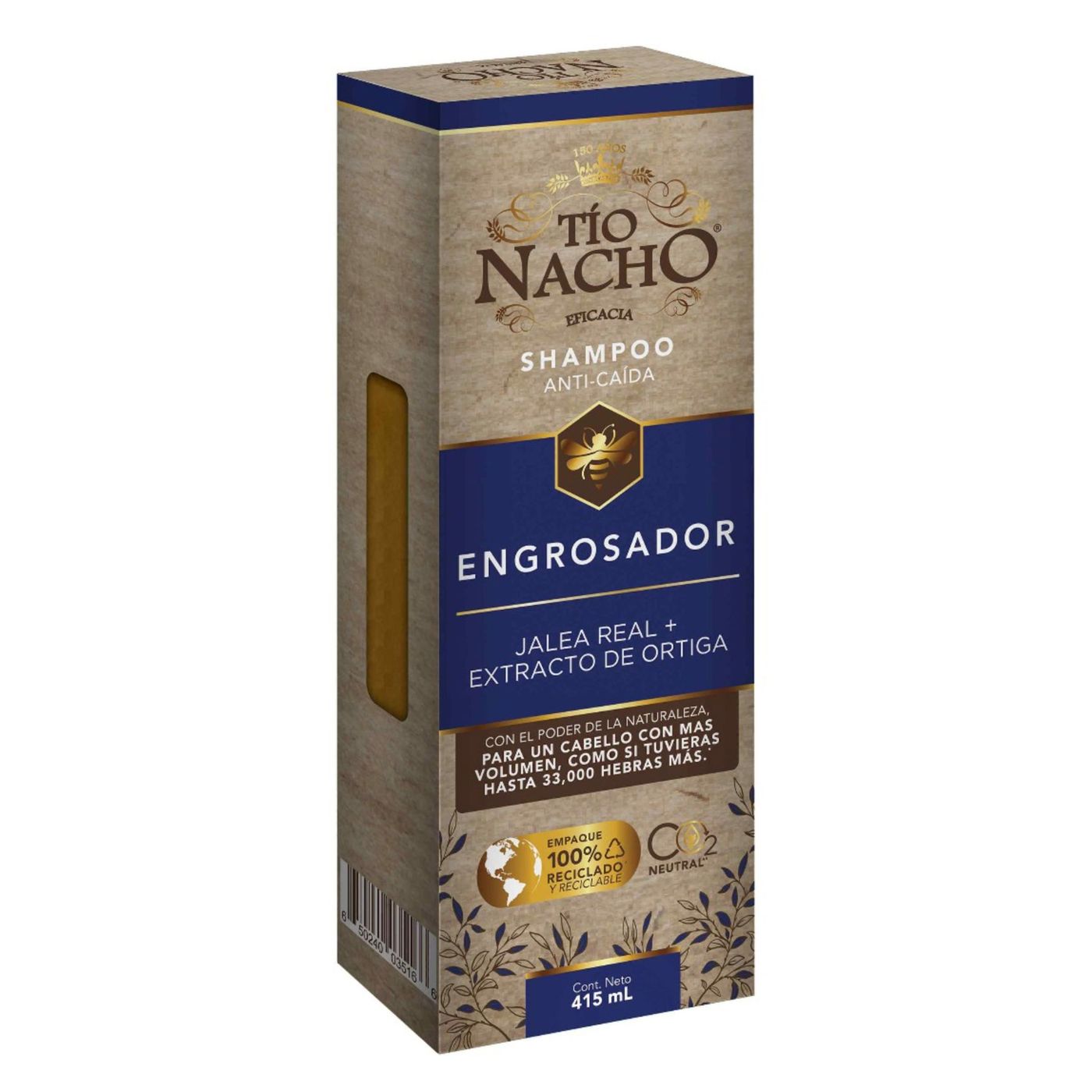 Shampoo Tío Nacho Jalea Real y Extracto de Ortiga Engrosador Frasco x 415 mL.