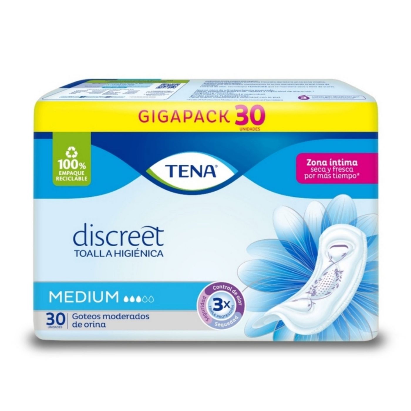 Toallas Higiénicas Tena Mujer Medium Paquete X 30 Uds Gigapack.