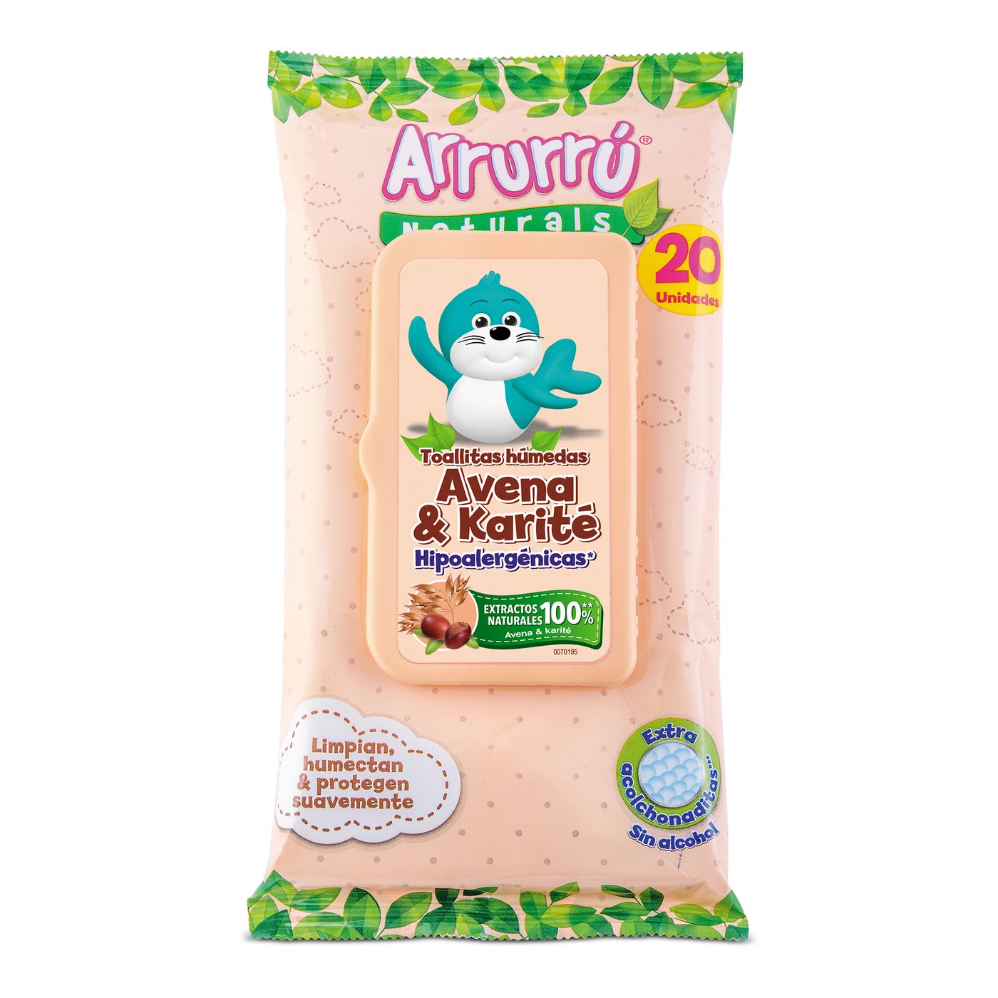 Toallitas Húmedas Arrurrú Naturals Avena & Karité Paquete x 20 Uds
