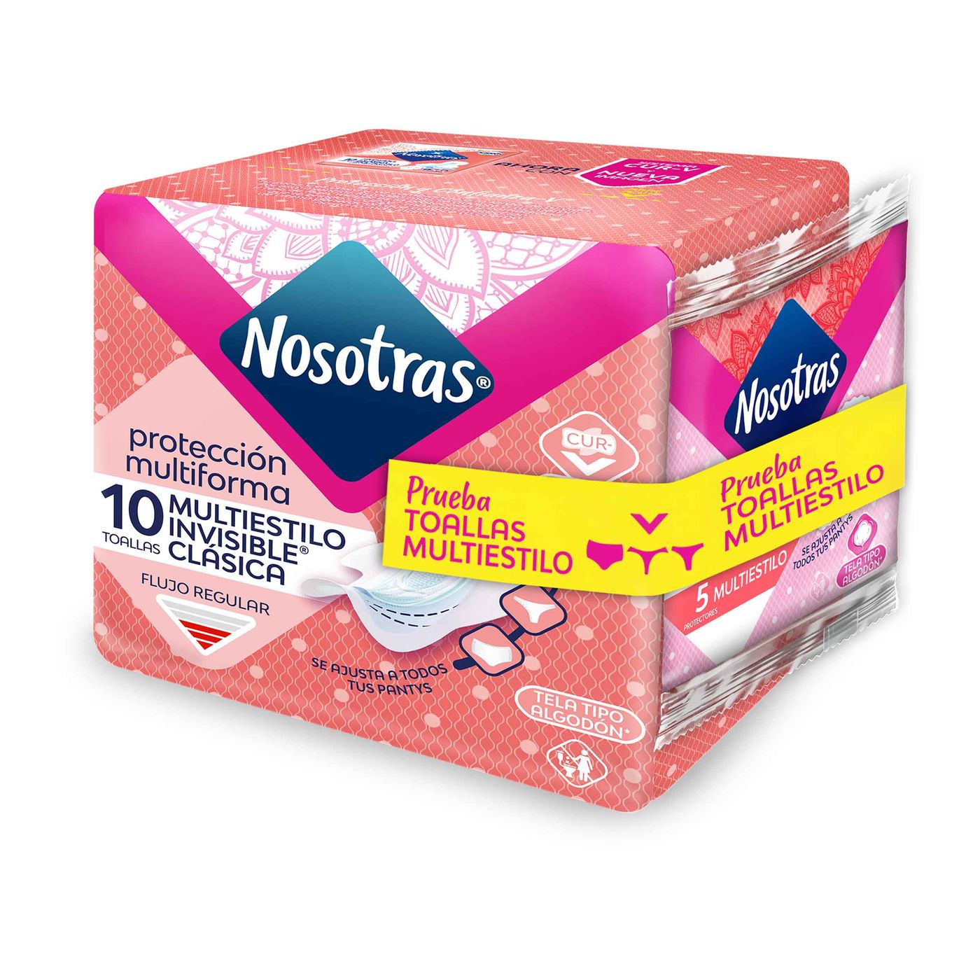 Toallas Higiénicas Nosotras Invisible Clásica Multiestilo Paquete X 10 Uds + 2 Toallas Higiénicas Nosotras Extra Protección Paquete X 1 Ud Oferta.