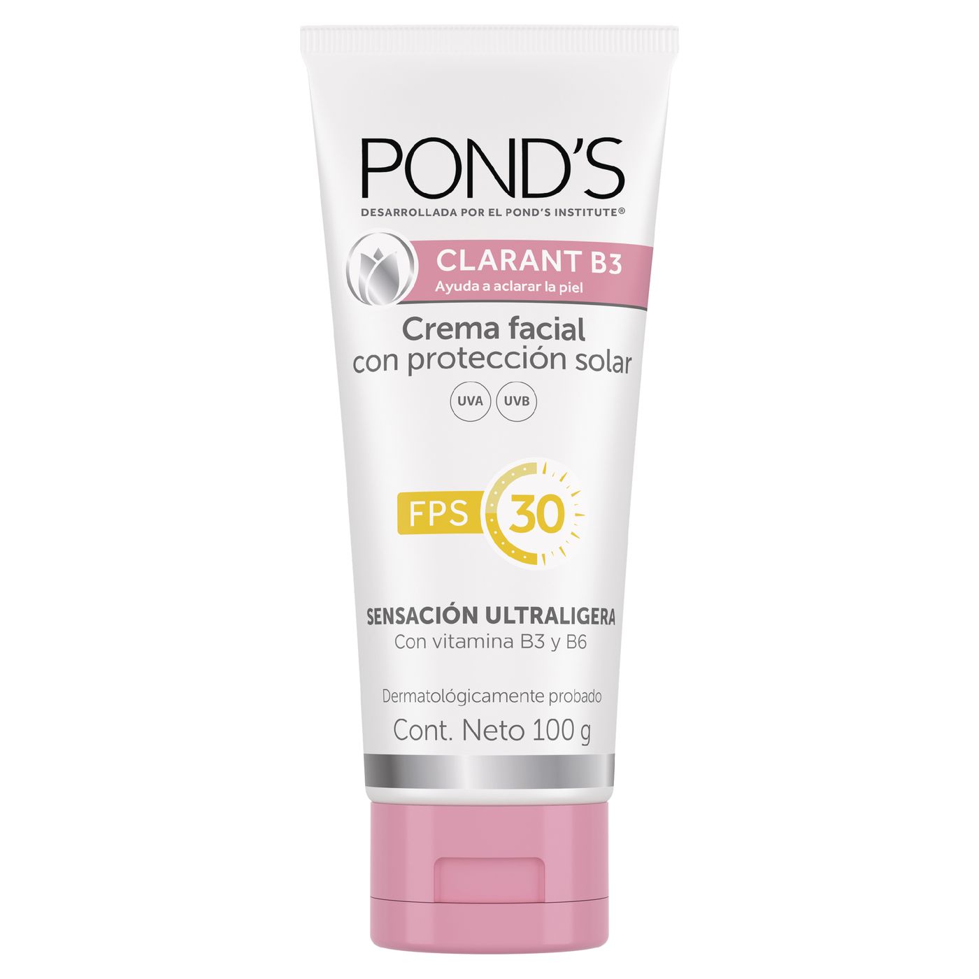 Crema Facial Ponds con Protección Solar Clarant B3 FPS 30 Tubo x 100 g