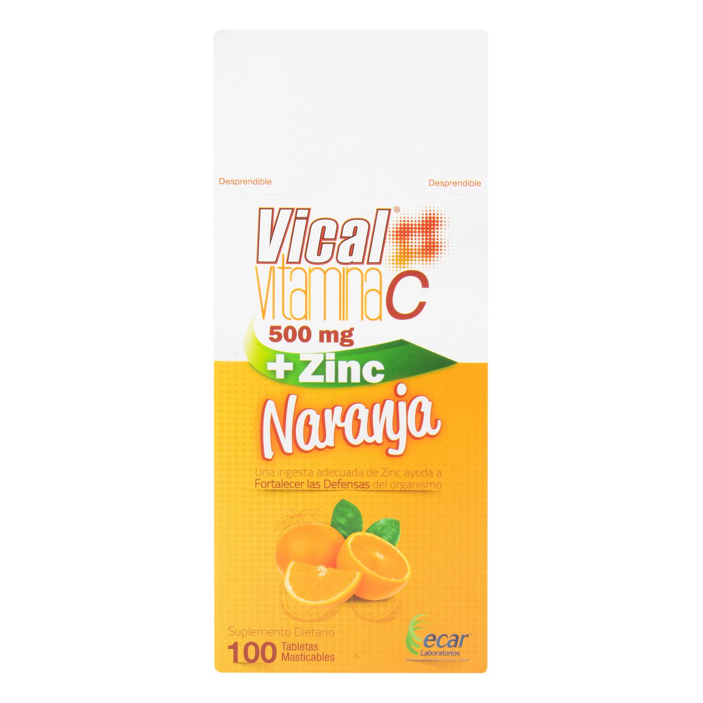 Suplemento Dietario Vical Vitamina C 500 Mg + Zinc Naranja Blíster x 10 Tabletas Masticables