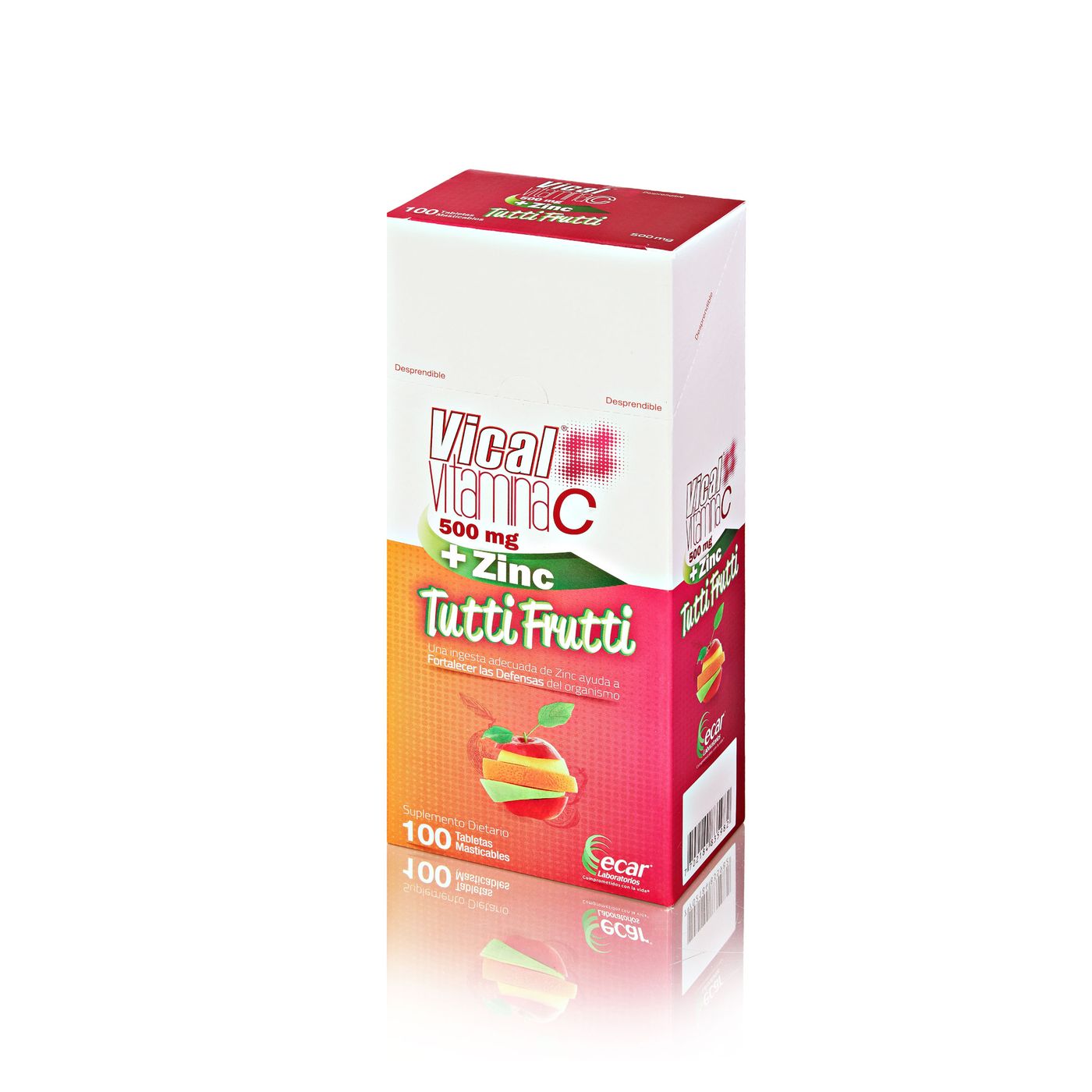 Suplemento Dietario Vical Vitamina C 500 Mg + Zinc Tutti Frutti Caja X 100 Tabletas Masticables.