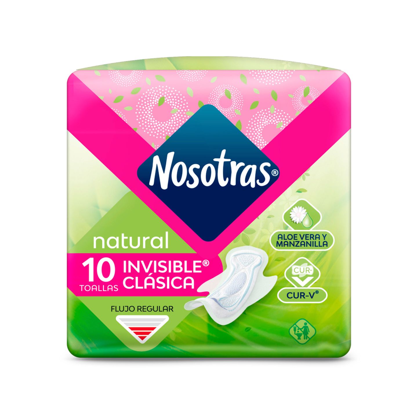 Toallas Higiénicas Nosotras Natural Invisible Clásica Paquete x 10 uds
