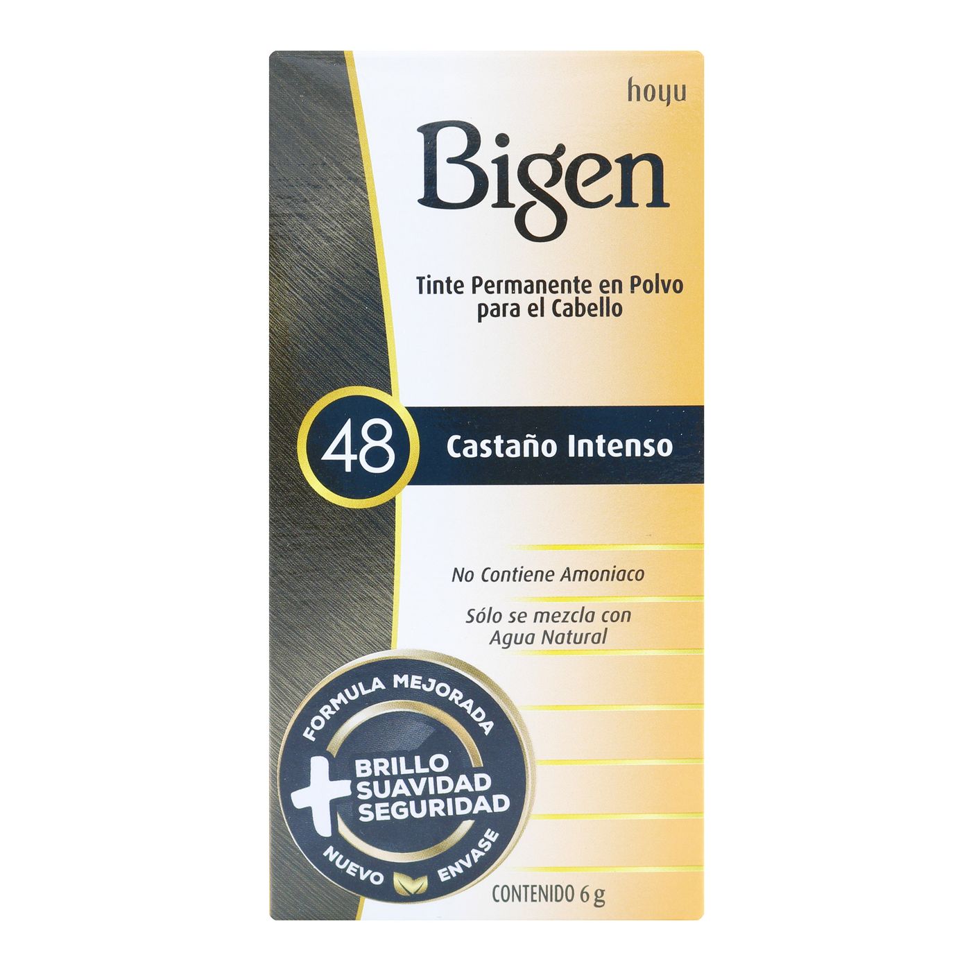 Tinte Permanente Bigen para El Cabello 48 Castaño Intenso Polvo Caja x 6 g