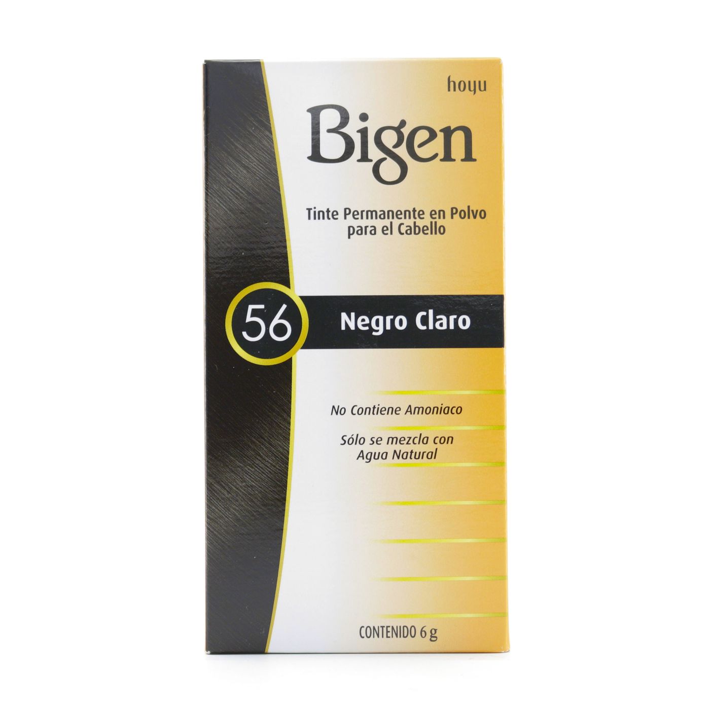 Tinte Permanente Bigen Para El Cabello 56 Negro Claro Polvo Caja X 6 G.