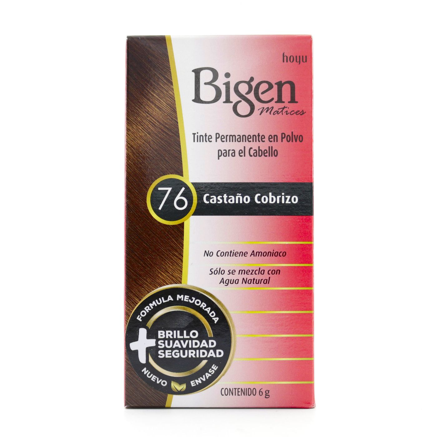 Tinte Permanente Bigen Para El Cabello 76 Castaño Cobrizo Polvo Caja X 6 G.
