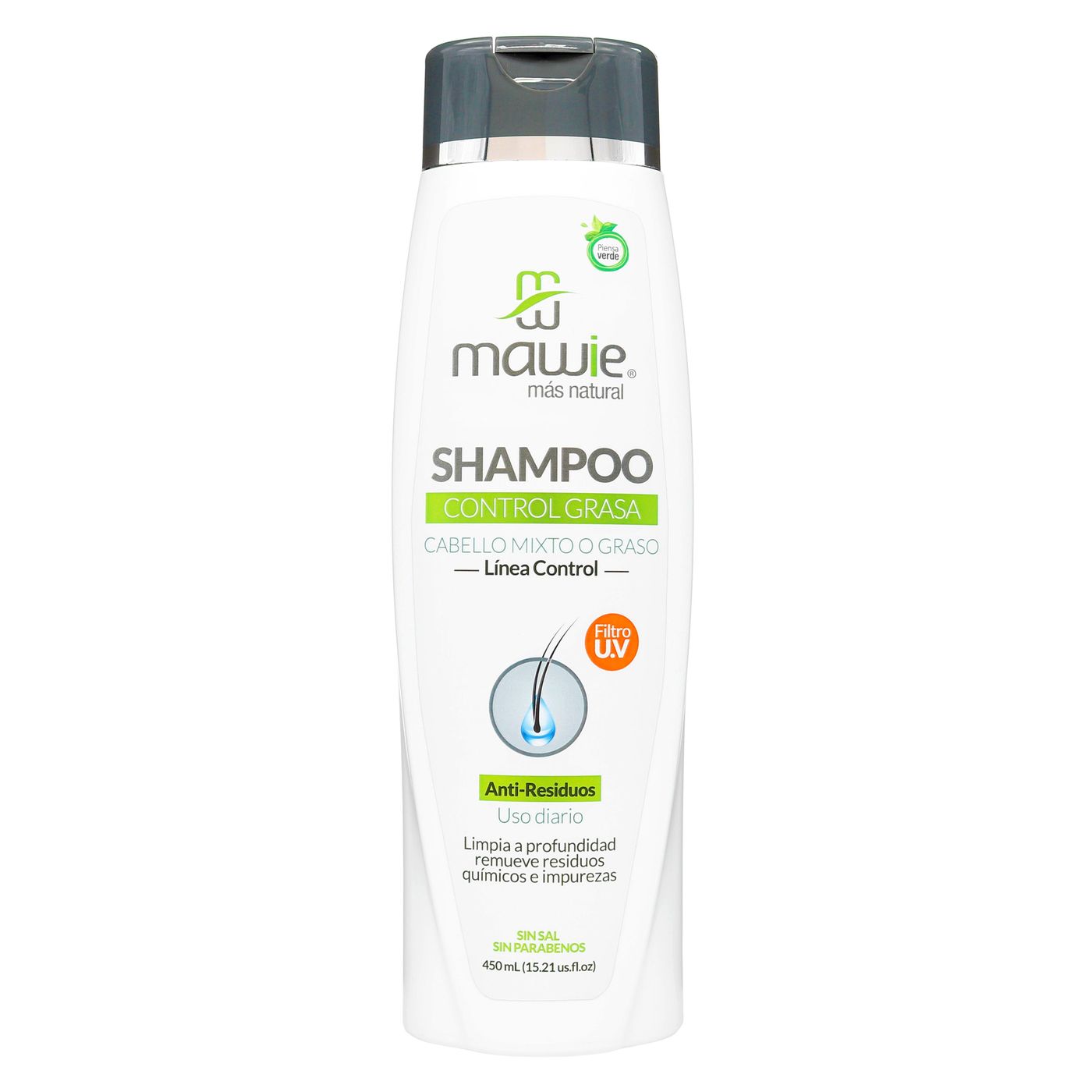 Shampoo Control Grasa Mawie Línea Control Anti-Residuos Frasco x 450 mL.