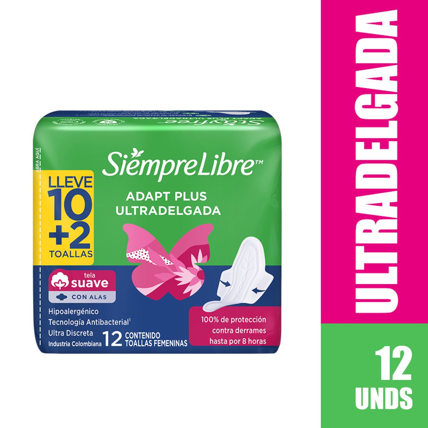 Toallas Femeninas Stayfree Ultradelgada con Alas Paquete x 12 Uds.
