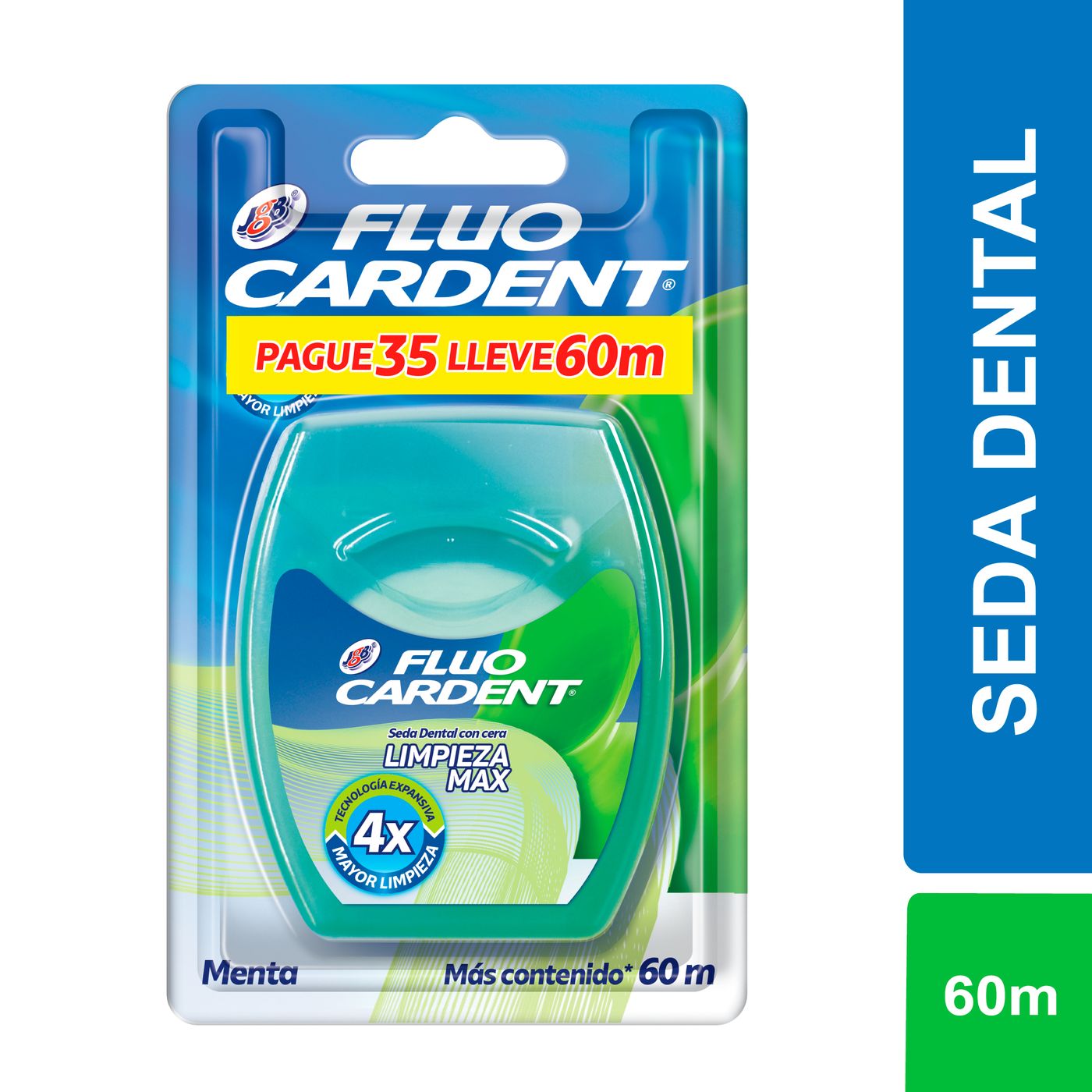 Seda Dental Fluocardent Limpieza Max Menta Blister X 60 M Pague 35 Lleve 60 M.