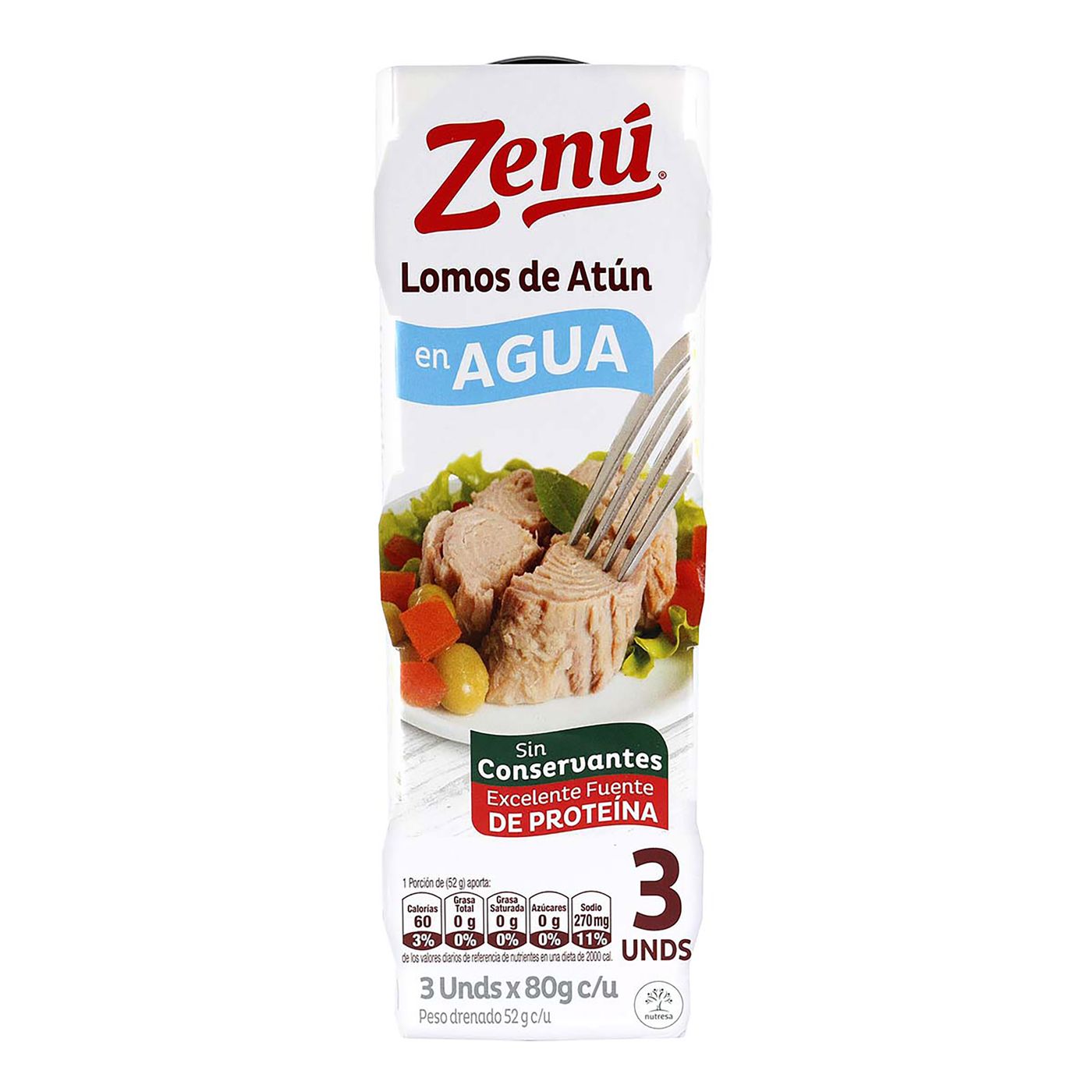 ATUN ZENU EN AGUA LOMITO 80 GR 3 UND