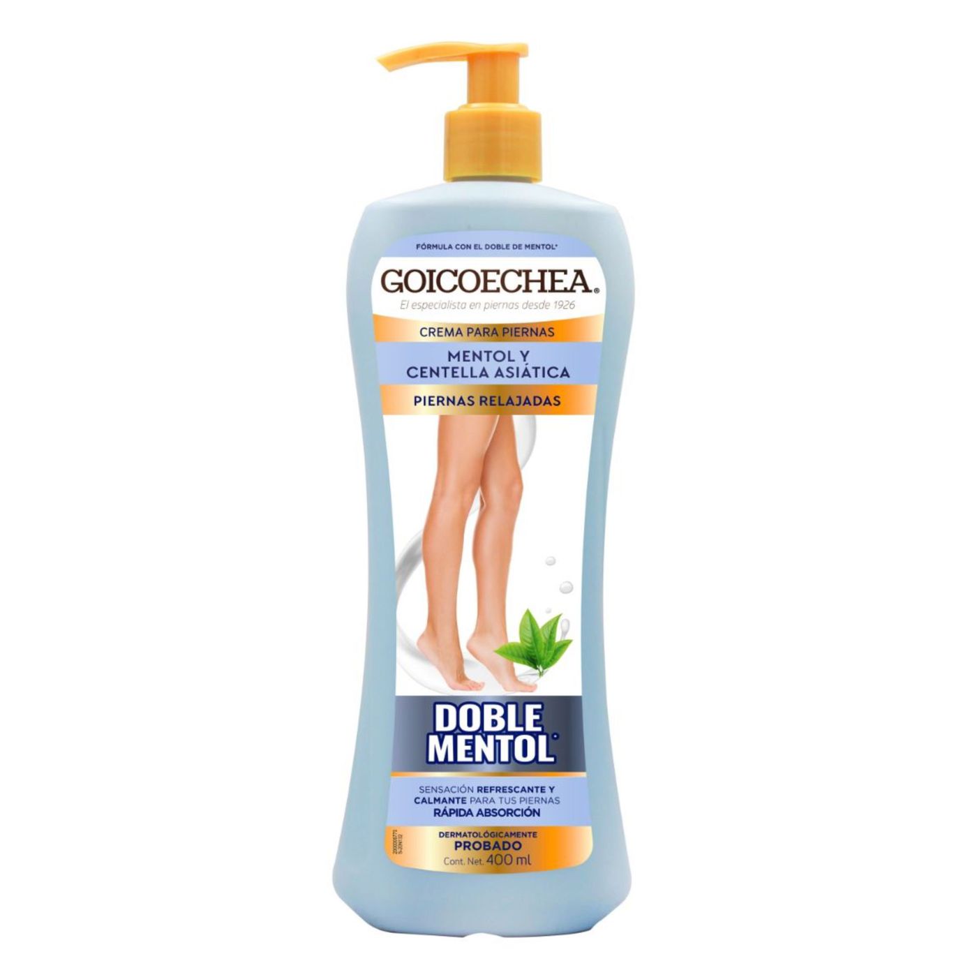 Crema Para Piernas Goicochea Doble Mentol Piernas Relajadas Frasco x 400 mL.