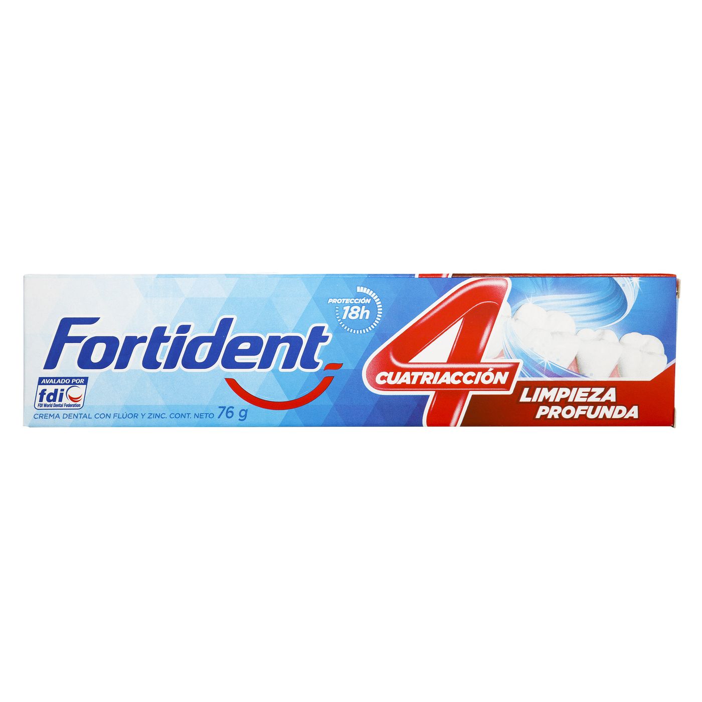 Crema Dental Fortident Cuatriacción Limpieza Profunda Tubo x 76 g.