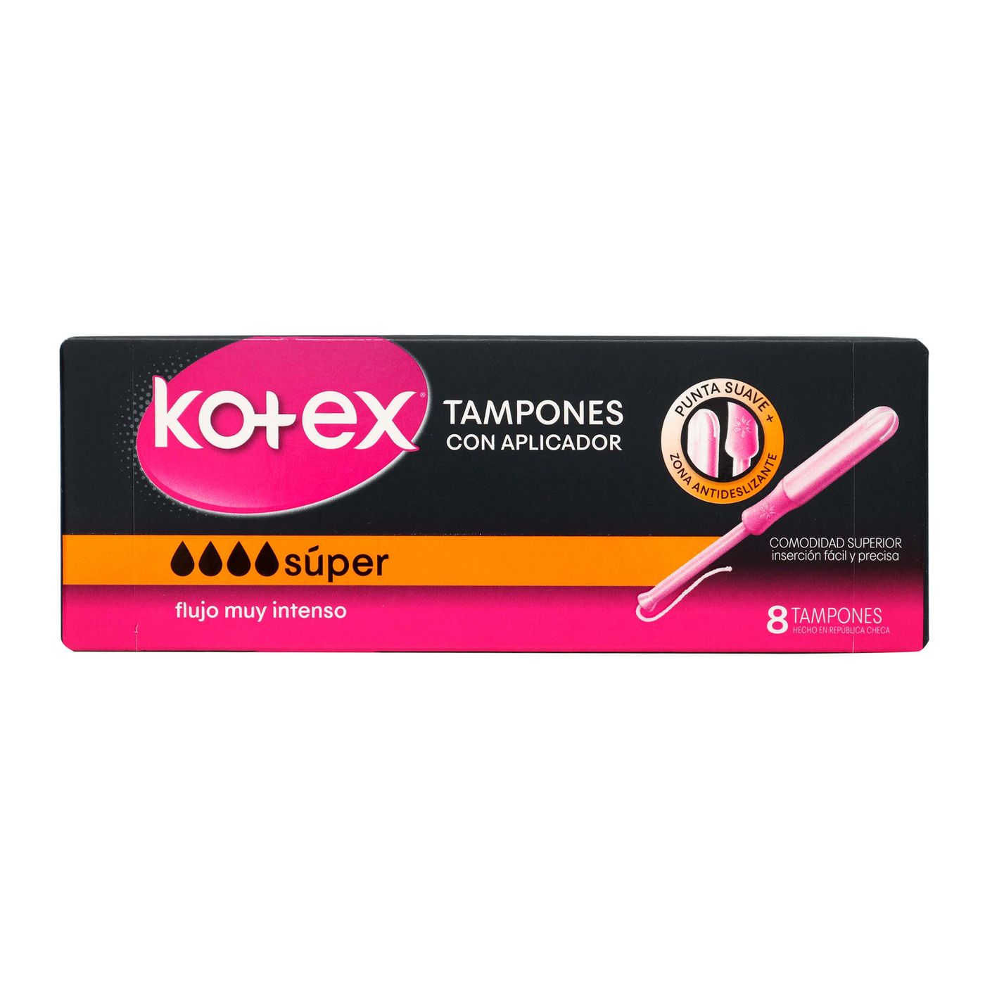 Tampón Kotex con Aplicador Súper Caja x 8 uds