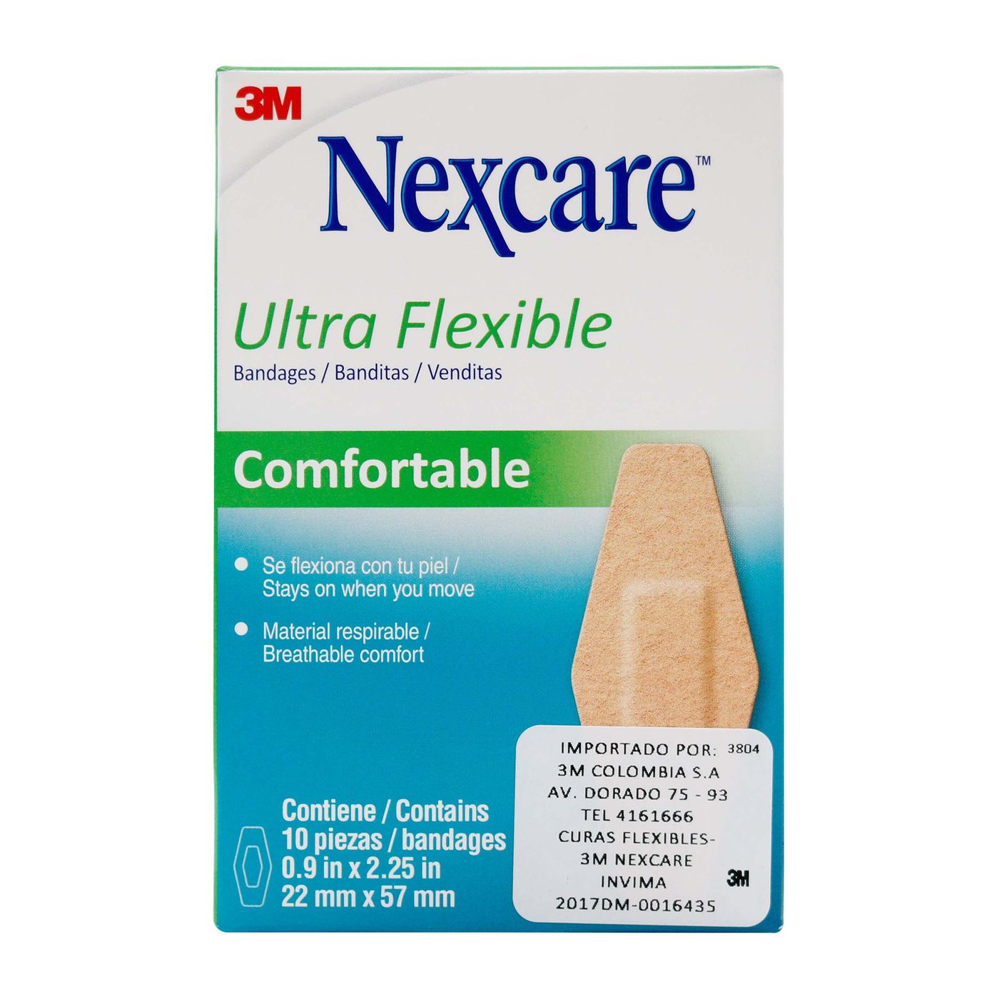 Curas Ultra Flexibles Comfortable 22 x 57 mm Nexcare Caja x 10 uds