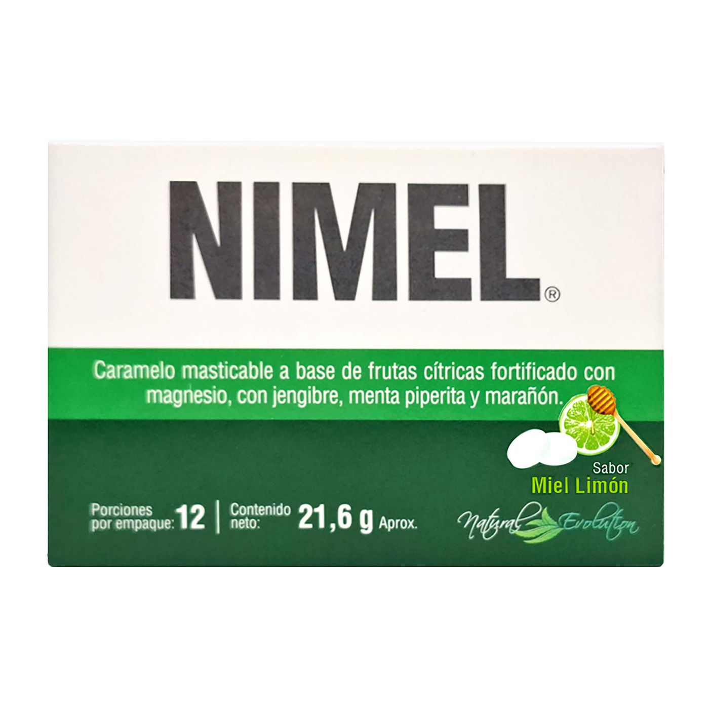 Caramelo Masticable Nimel Sabor Miel Limón Natural Evolution Caja x 12 uds