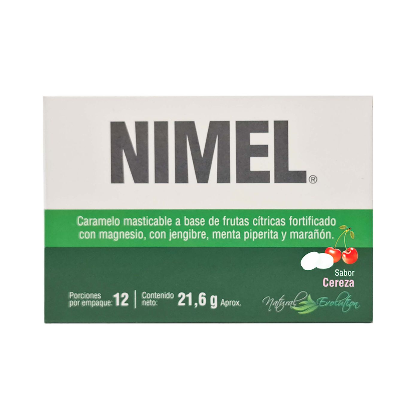 Caramelo Masticable Nimel Sabor Cereza Natural Evolution Caja x 12 uds