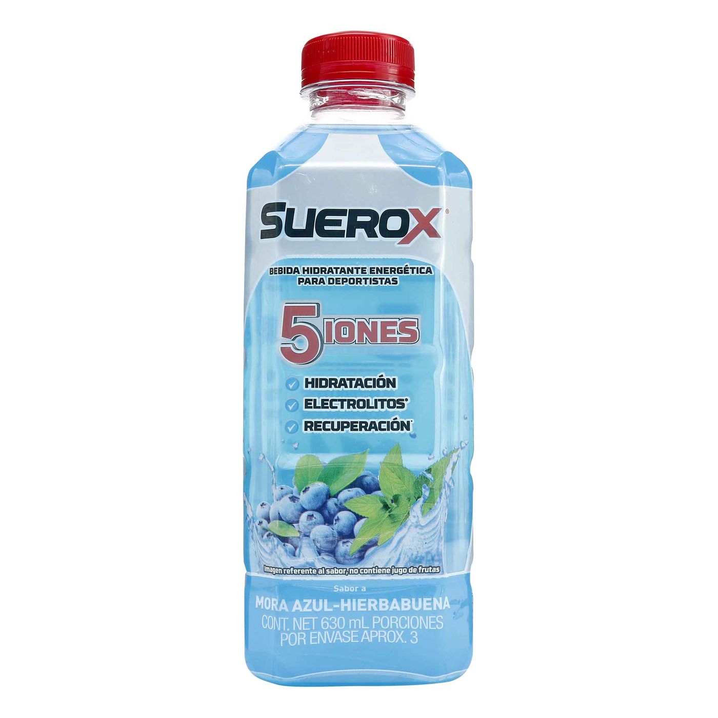 Bebida Hidratante Suerox 5 Iones Sabor Mora azul-Hierbabuena Frasco x 630 mL