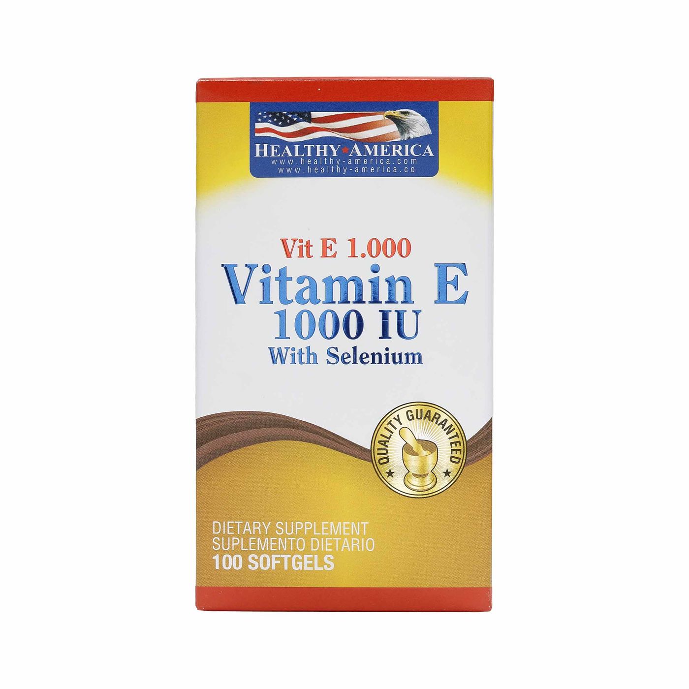 Vitamina E 1000IU con Selenium Healthy America Frasco x 100 Capsulas