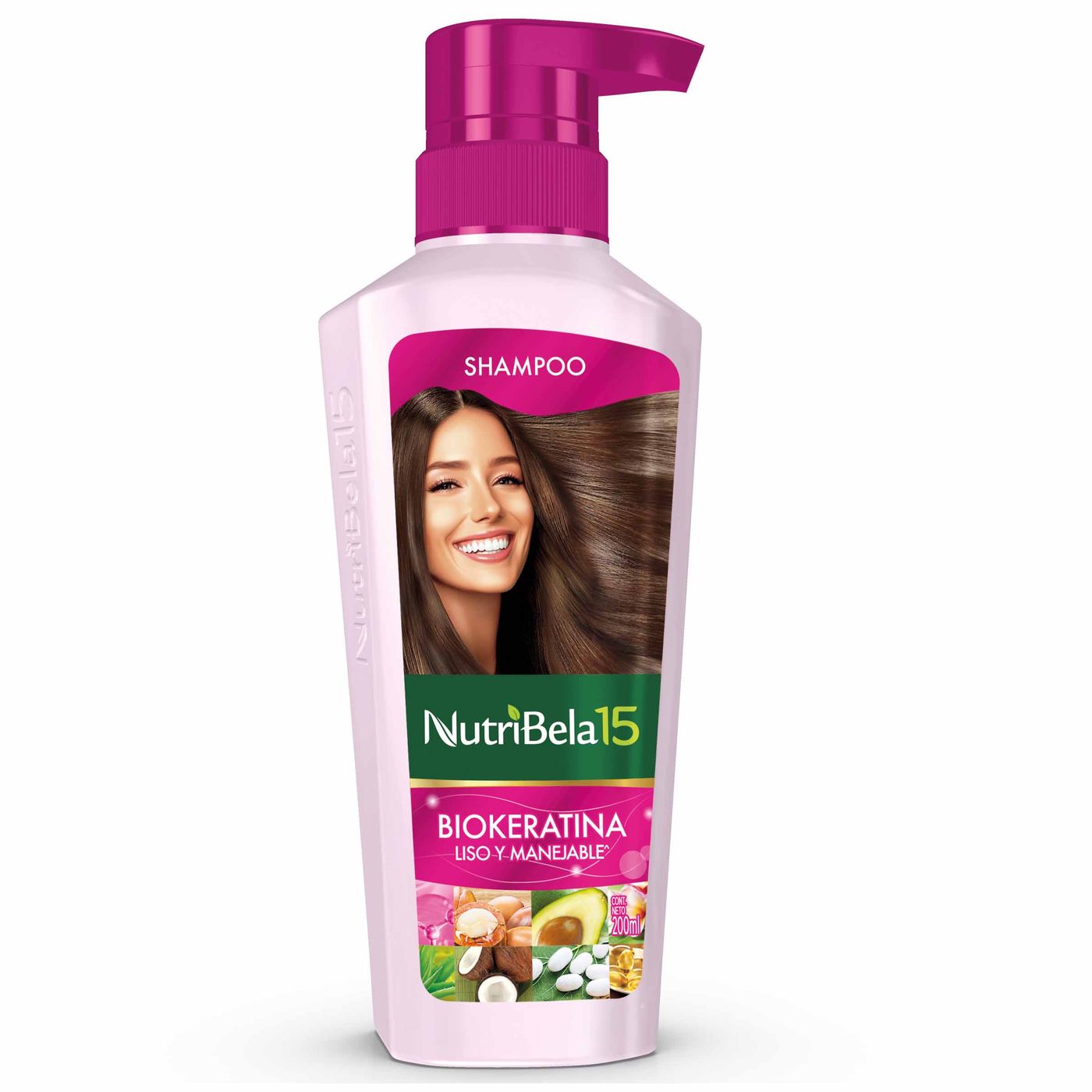 Shampoo Nutribela 15 Biokeratina Liso y Manejable Frasco x 200 mL