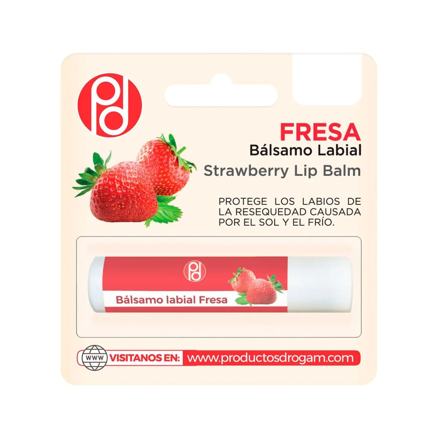 Balsamo Labial Fresa 5g Drogam Blíster x 1 Und