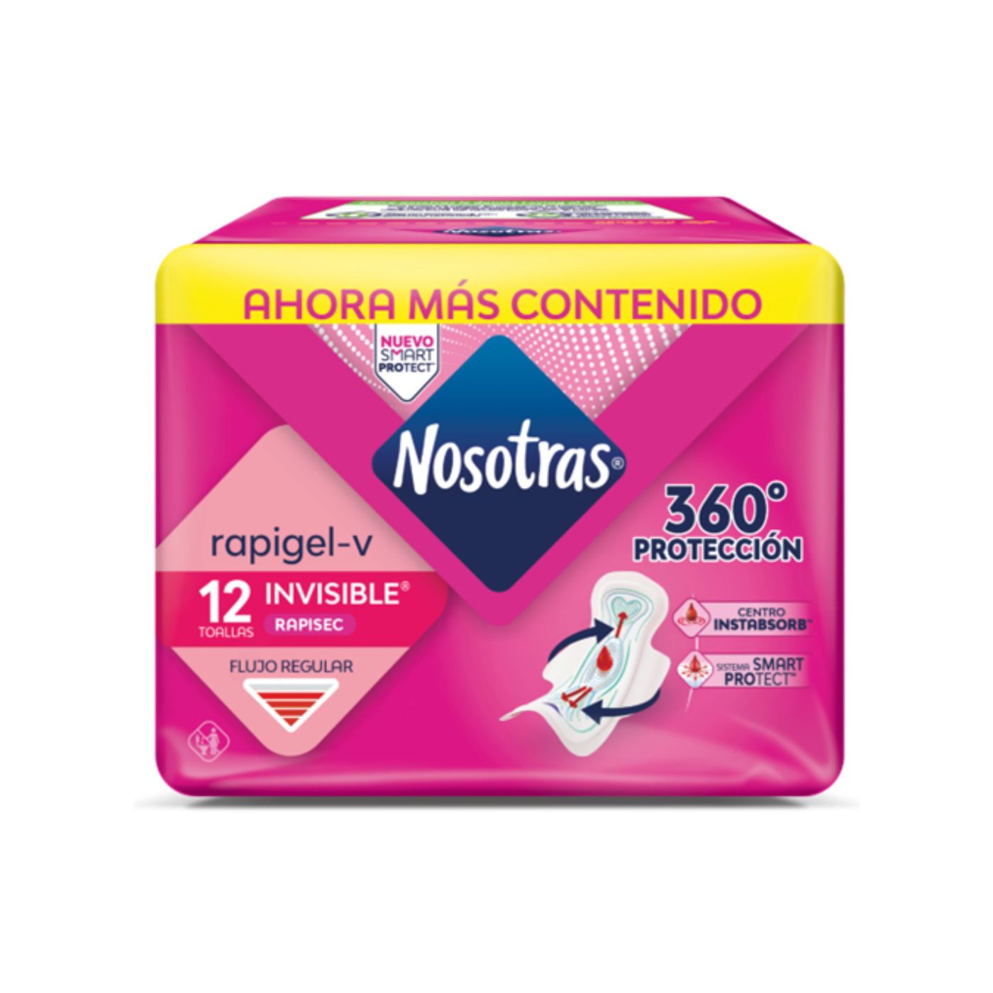 Toallas Higiénicas Invisible Rapisec 360 Protección Nosotras Paquete x 12 Unds